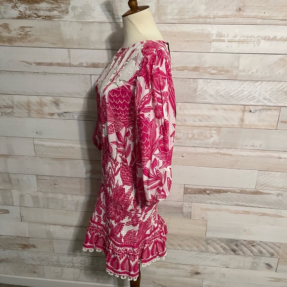 NWT Farm Rio Tropical Woodcut mini dress size XS - Picture 5 of 10